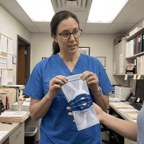 Physical therapist speaking with an older patient